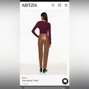 NWT Aritzia Melina leather pants size 6 cognac